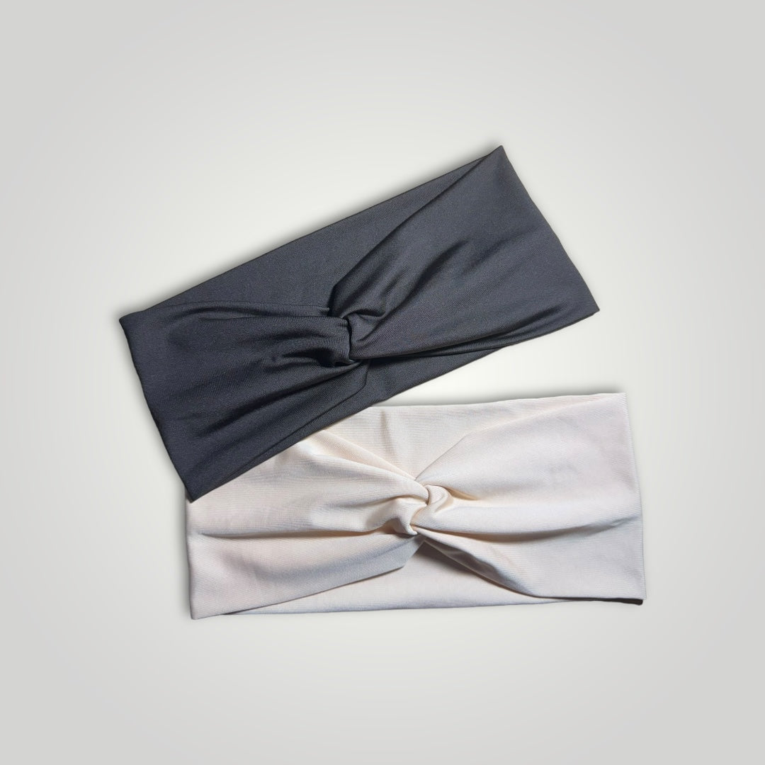 2 Extra soft wide headbands. Color: Beige & Brown.