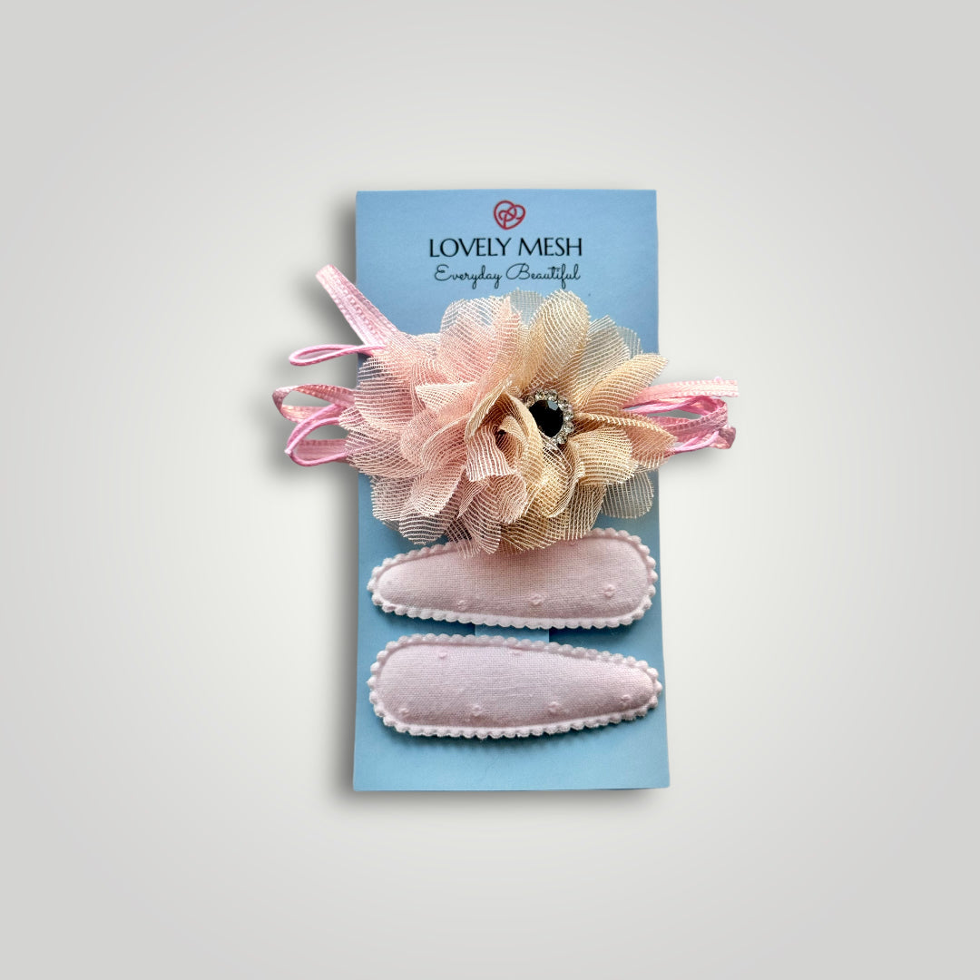 Set of Flowers and Fabric Covered Clips