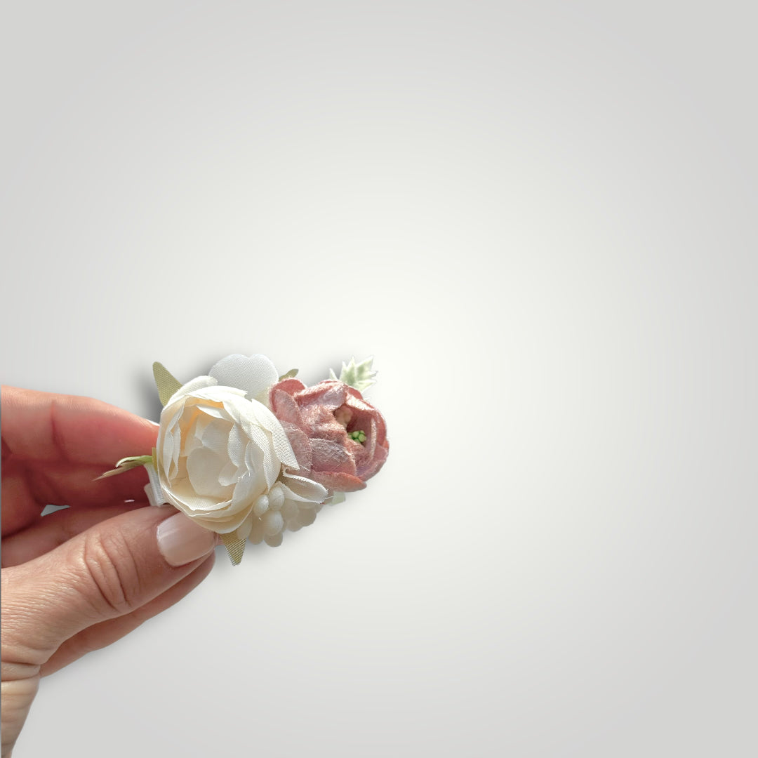 Set of Flowers and Fabric Covered Clips